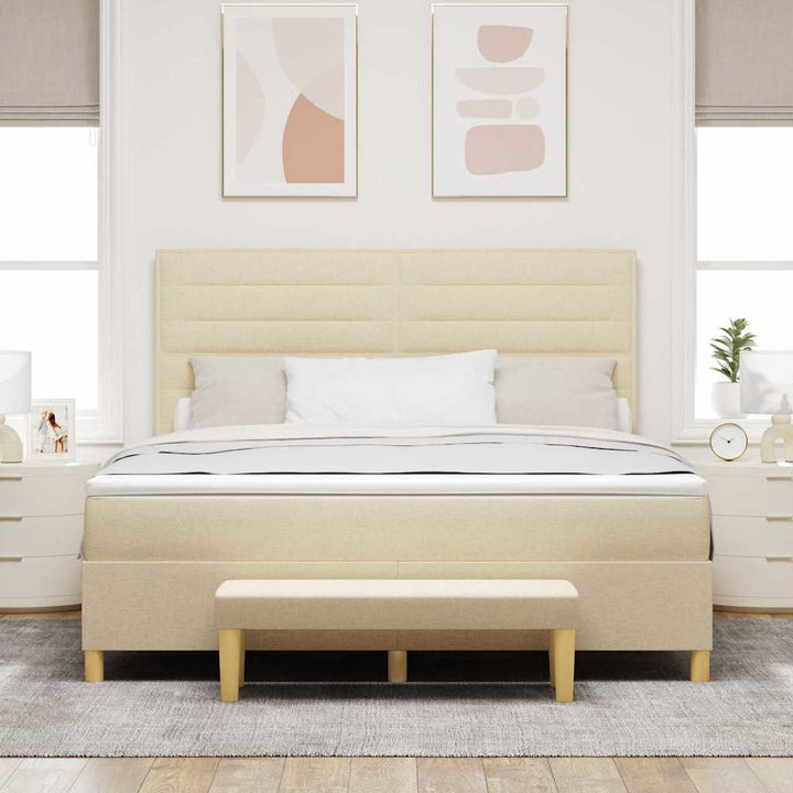 Box spring seng med hovedgærde Creme 200 x 180 cm Stof