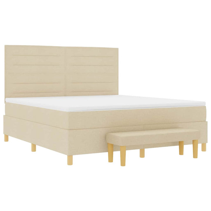 Box spring seng med hovedgærde Creme 200 x 180 cm Stof