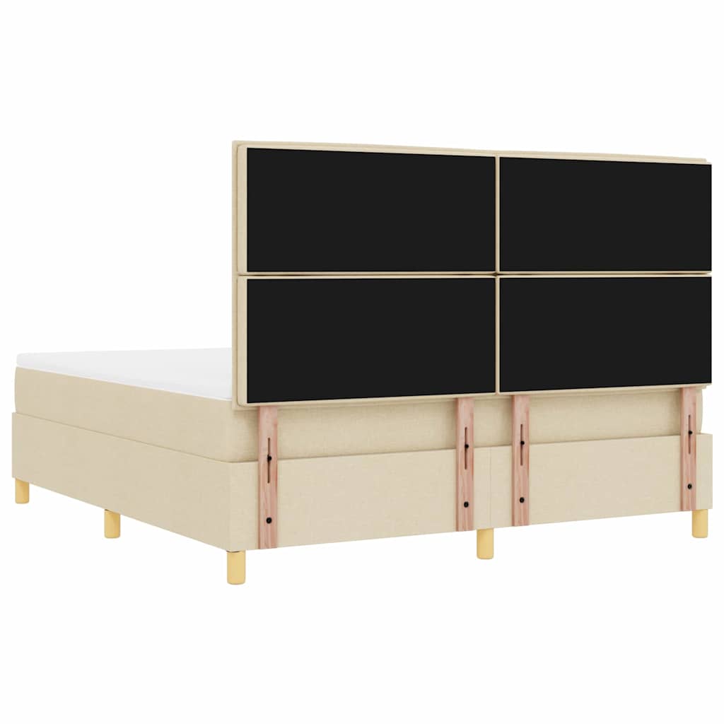 Box spring seng med hovedgærde Creme 200 x 180 cm Stof