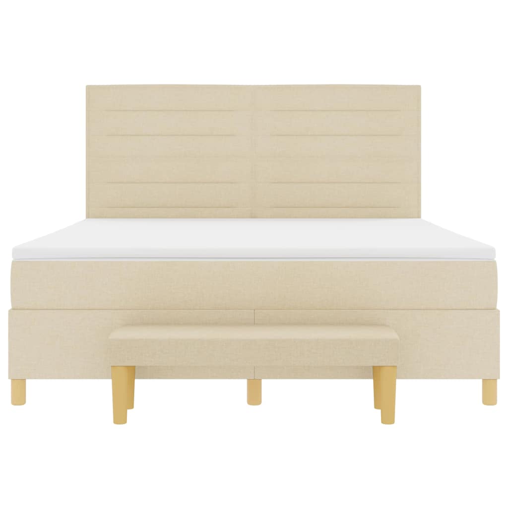 Box spring seng med hovedgærde Creme 200 x 180 cm Stof