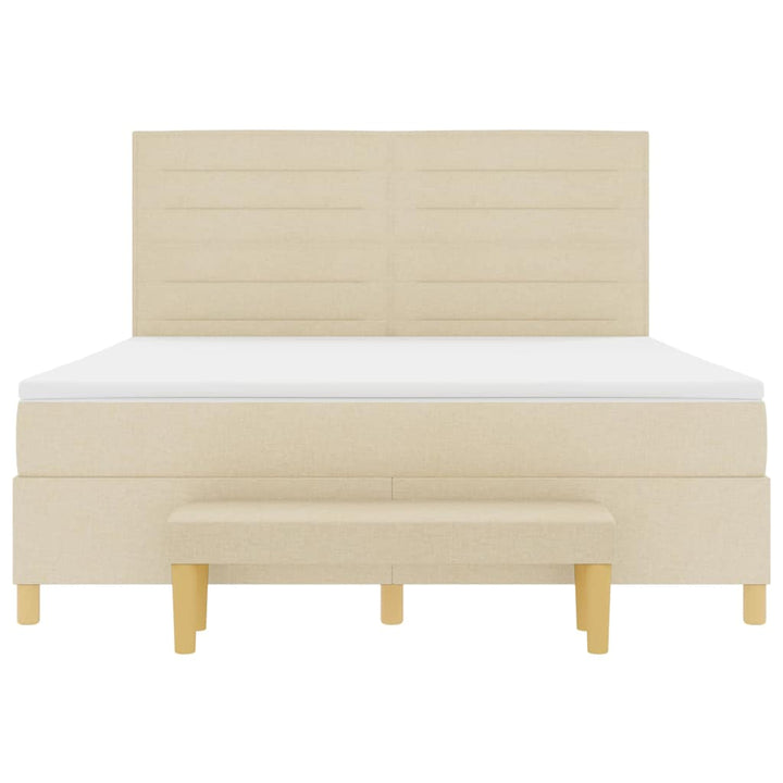 Box spring seng med hovedgærde Creme 200 x 180 cm Stof