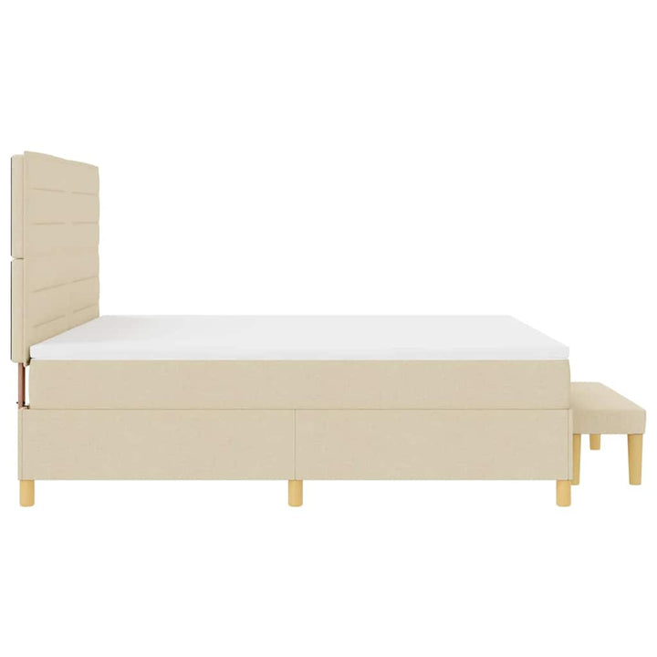 Box spring seng med hovedgærde Creme 200 x 180 cm Stof