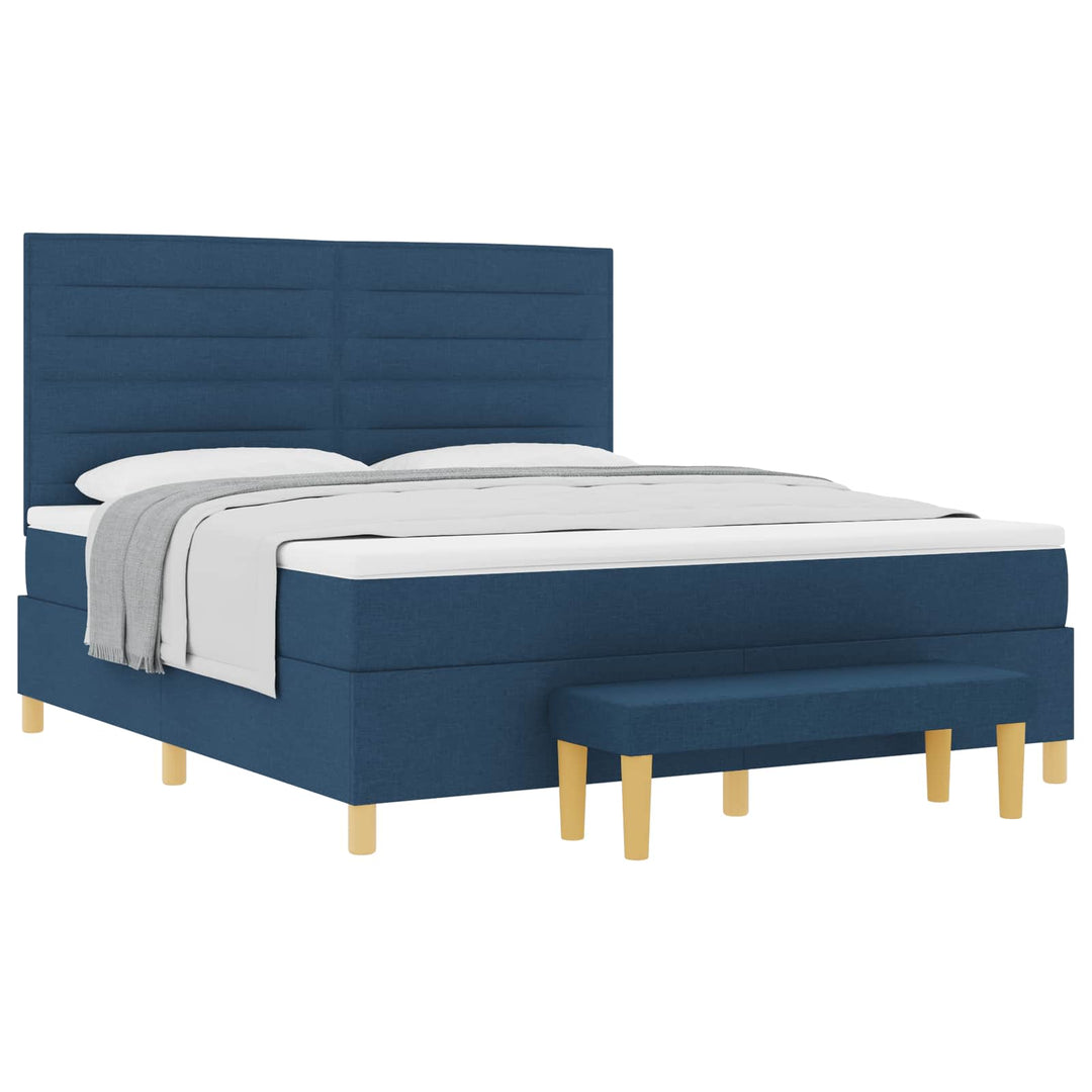 Box spring seng med hovedgærde Blå 200 x 180 cm Stof