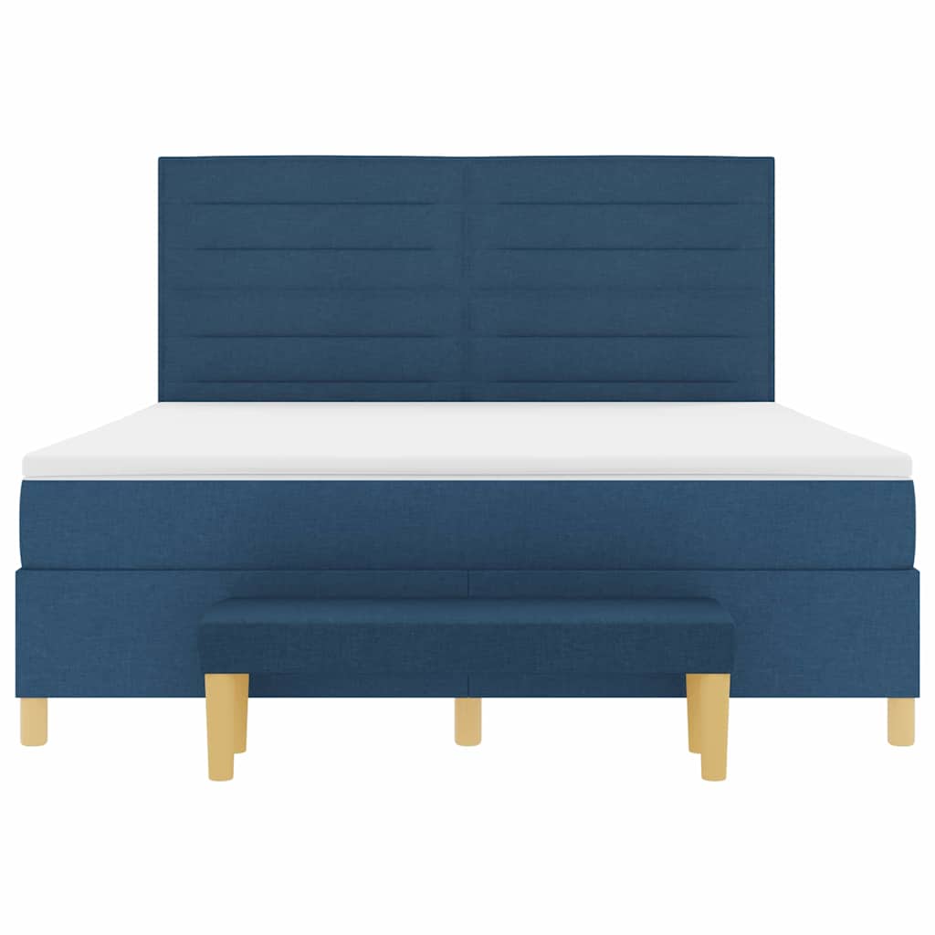 Box spring seng med hovedgærde Blå 200 x 180 cm Stof