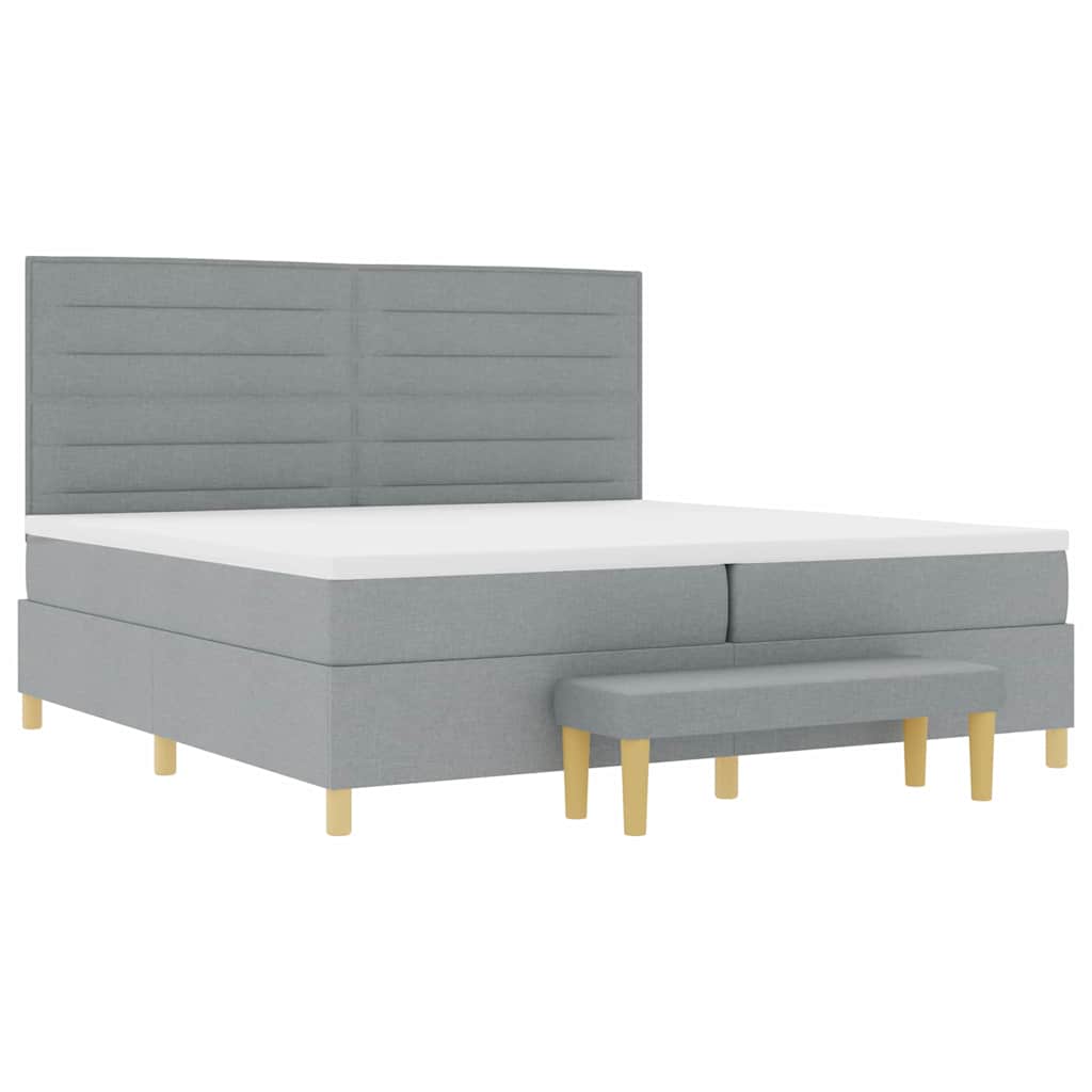Box spring seng med madras Lysegrå 200 x 200 cm Stof