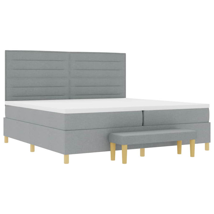 Box spring seng med madras Lysegrå 200 x 200 cm Stof