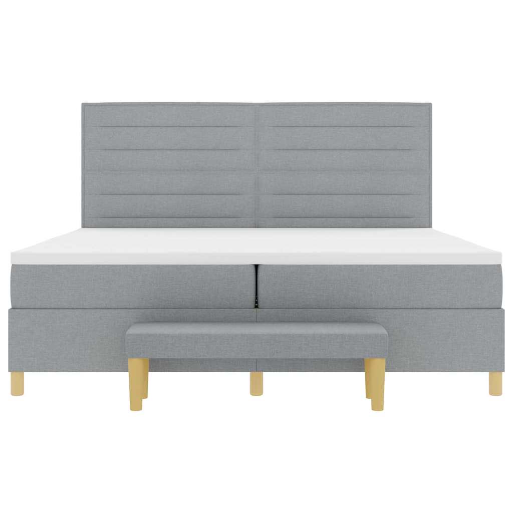 Box spring seng med madras Lysegrå 200 x 200 cm Stof