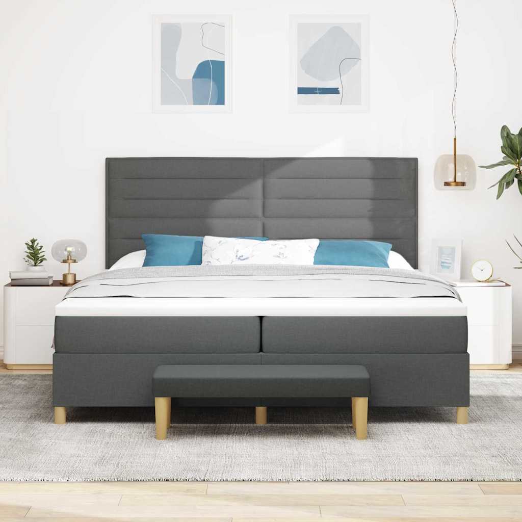 Box spring seng med madras Mørkegrå 200 x 200 cm Stof