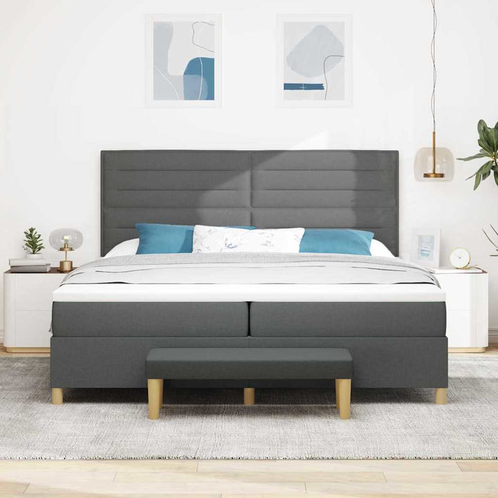 Box spring seng med madras Mørkegrå 200 x 200 cm Stof