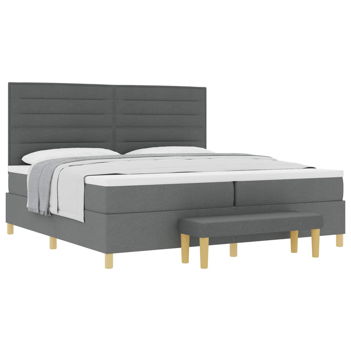 Box spring seng med madras Mørkegrå 200 x 200 cm Stof