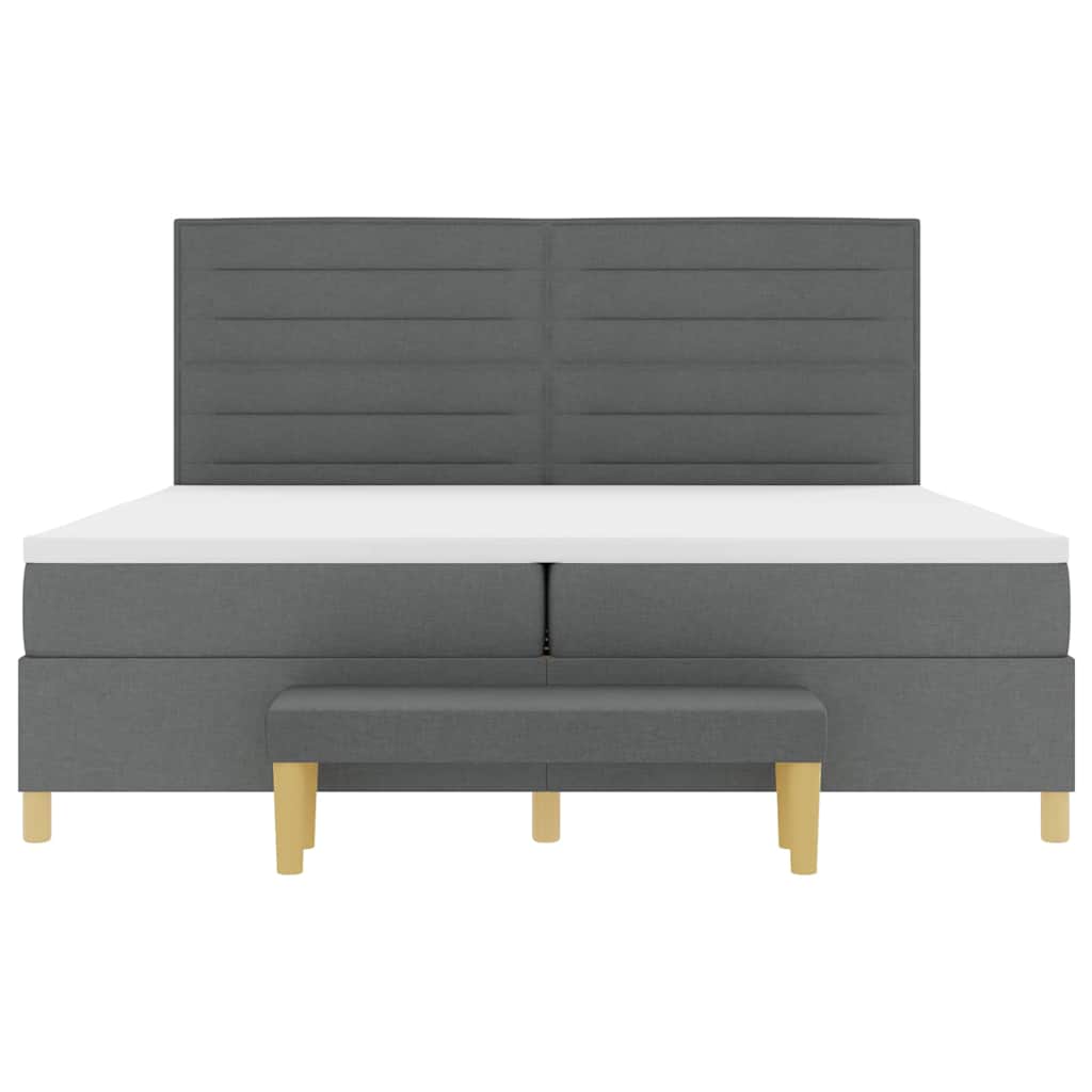 Box spring seng med madras Mørkegrå 200 x 200 cm Stof
