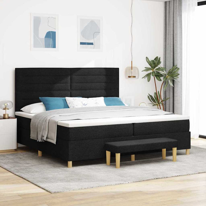 Box spring seng med madras Sort 200 x 200 cm Stof