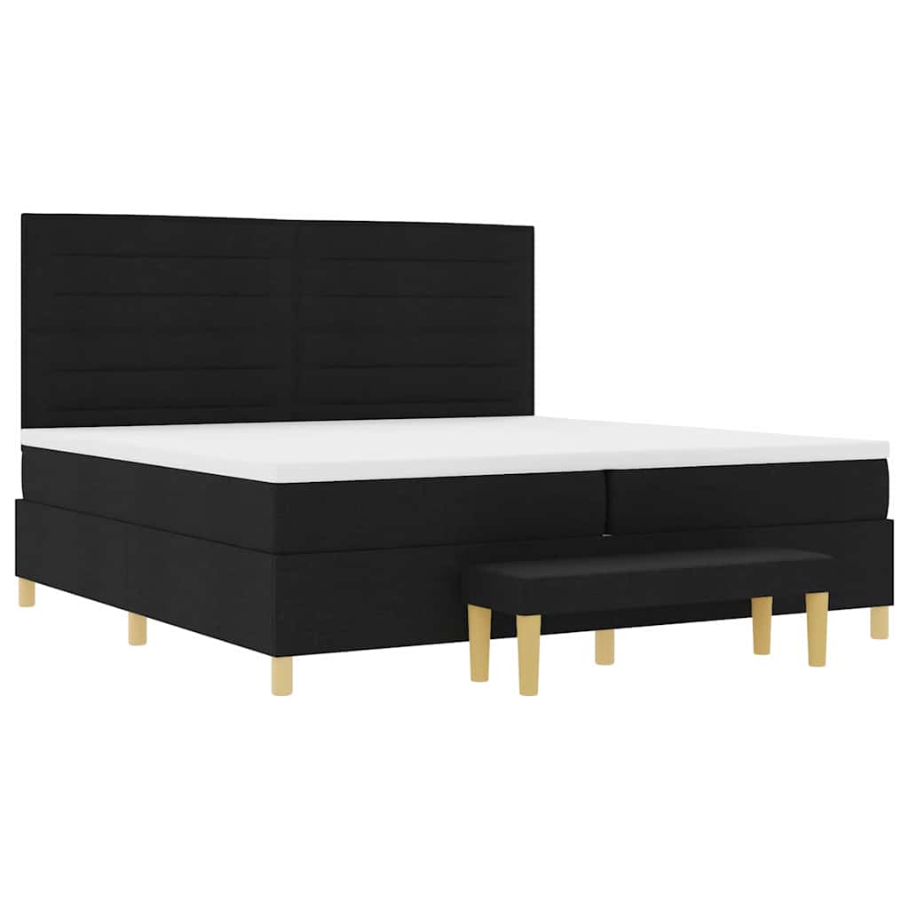 Box spring seng med madras Sort 200 x 200 cm Stof