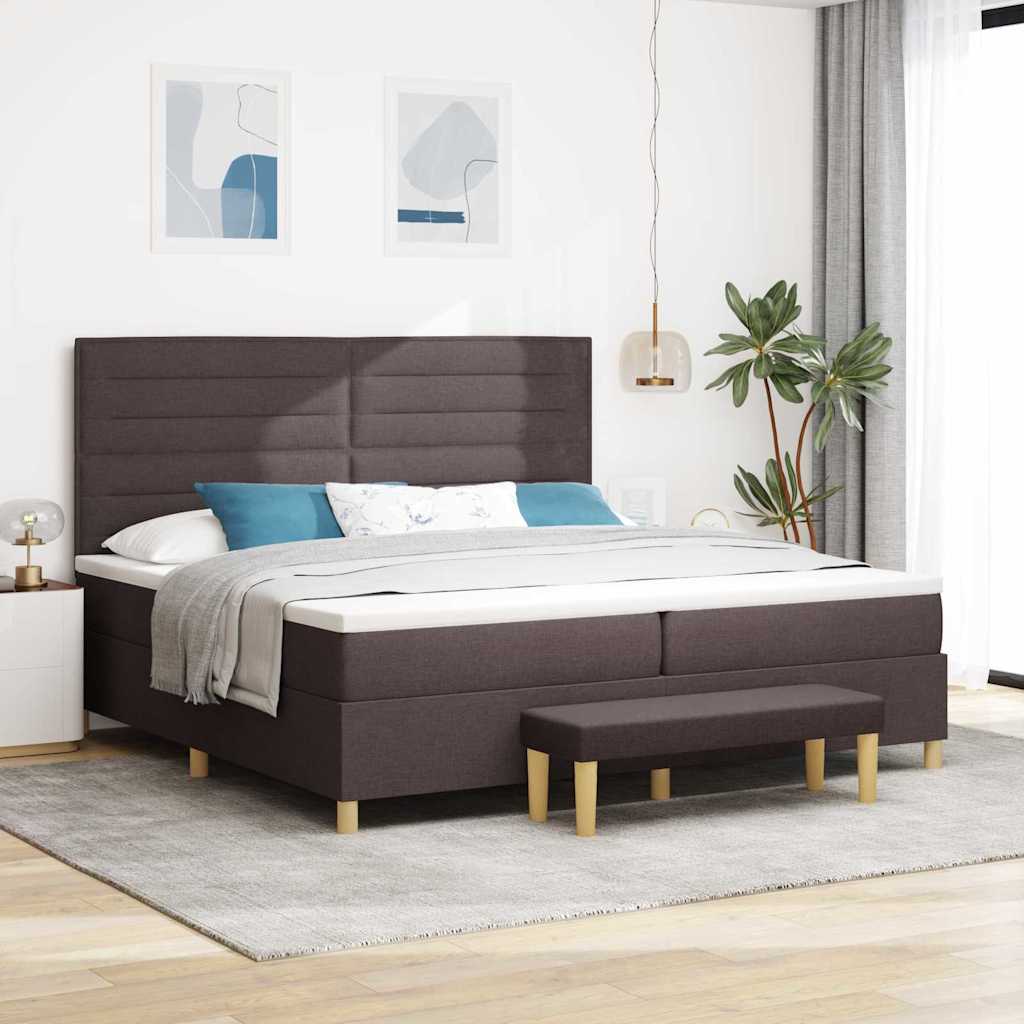 Box spring seng med madras Mørkebrun 200 x 200 cm Stof