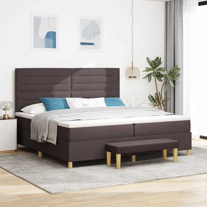 Box spring seng med madras Mørkebrun 200 x 200 cm Stof