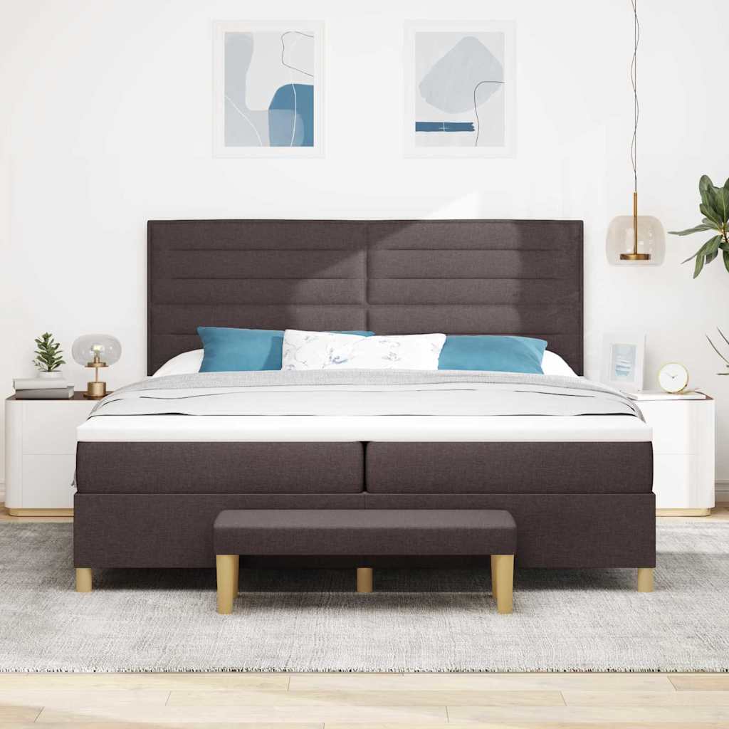 Box spring seng med madras Mørkebrun 200 x 200 cm Stof