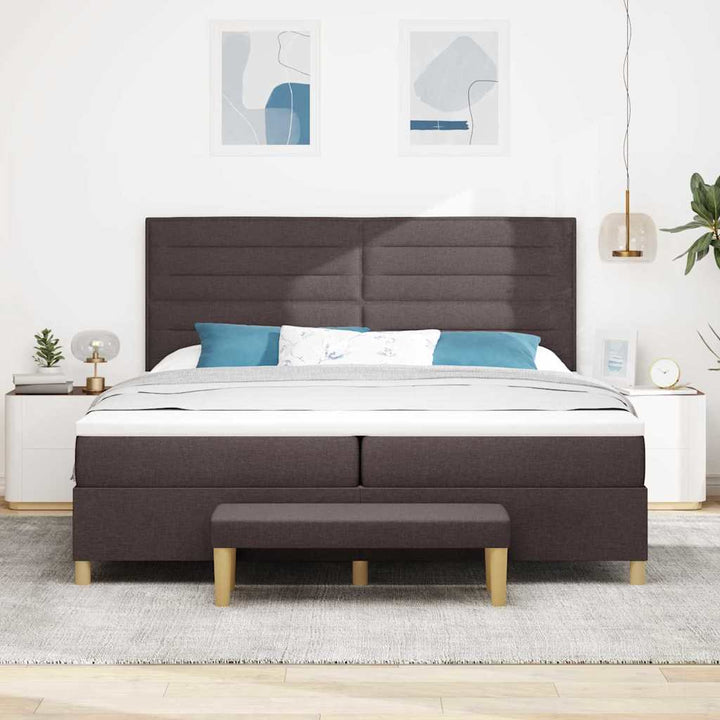 Box spring seng med madras Mørkebrun 200 x 200 cm Stof