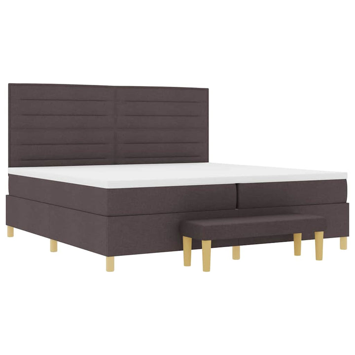 Box spring seng med madras Mørkebrun 200 x 200 cm Stof