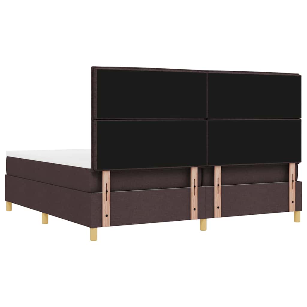 Box spring seng med madras Mørkebrun 200 x 200 cm Stof