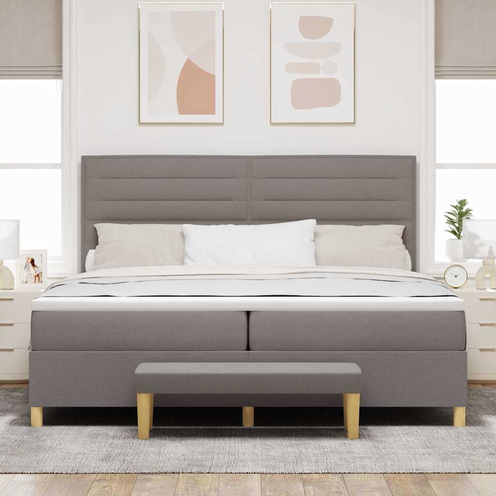 Box spring seng med madras Gråbrun 200 x 200 cm Stof