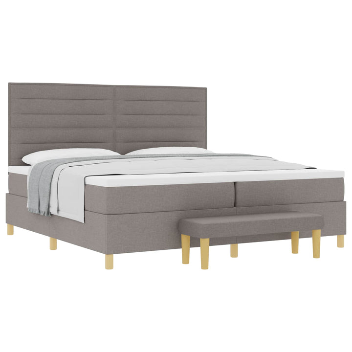 Box spring seng med madras Gråbrun 200 x 200 cm Stof