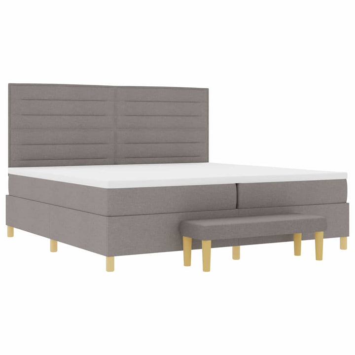 Box spring seng med madras Gråbrun 200 x 200 cm Stof