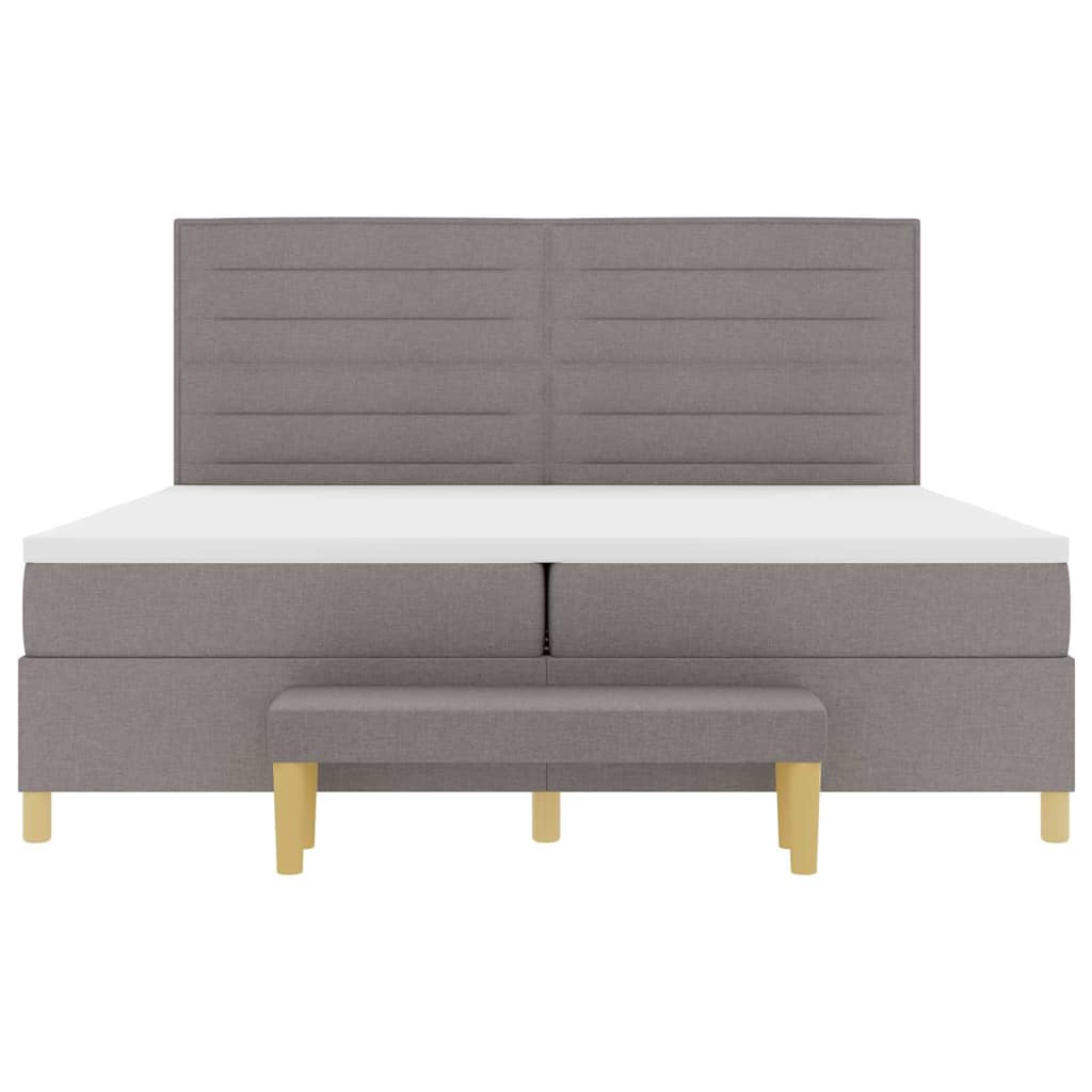 Box spring seng med madras Gråbrun 200 x 200 cm Stof