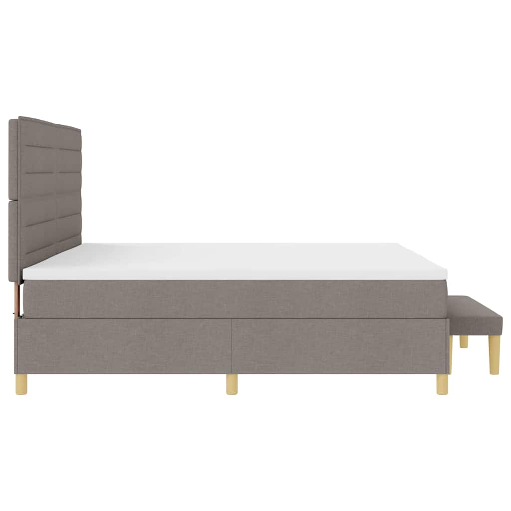 Box spring seng med madras Gråbrun 200 x 200 cm Stof
