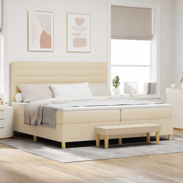 Box spring seng med madras Creme 200 x 200 cm Stof