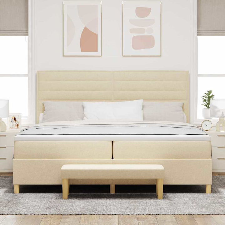 Box spring seng med madras Creme 200 x 200 cm Stof