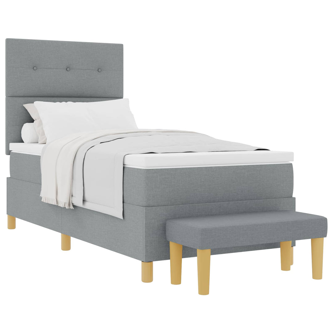 Box spring seng med hovedgærde Lysegrå 200 x 80 cm Stof