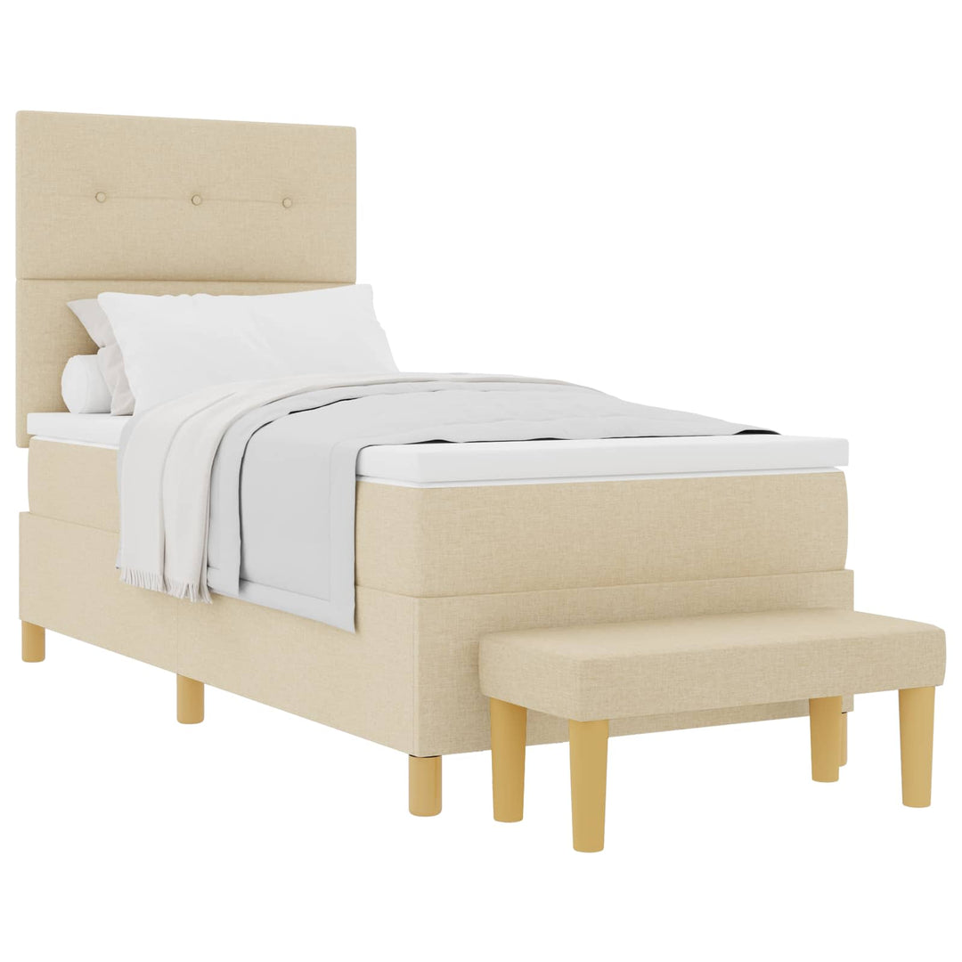 Box spring seng med pude med hovedgærde Creme 200 x 80 cm Stof