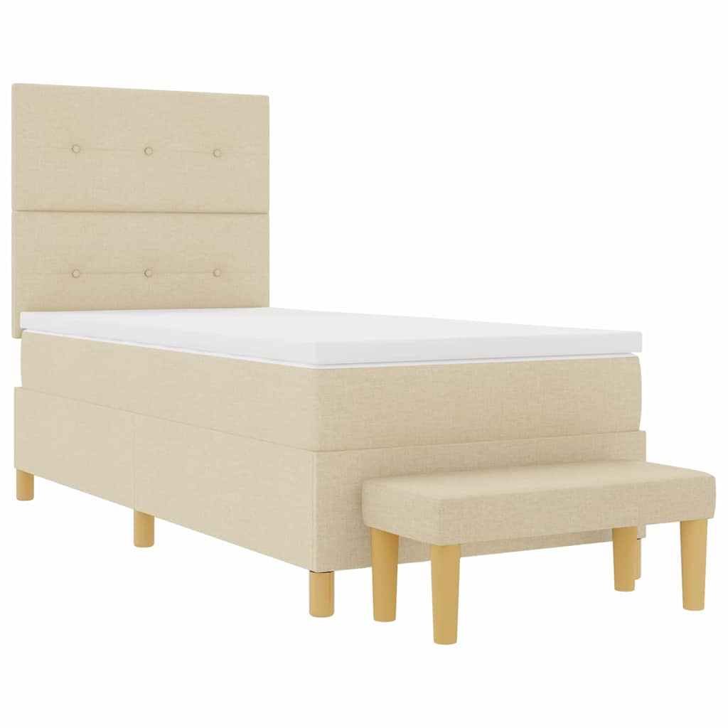 Box spring seng med pude med hovedgærde Creme 200 x 80 cm Stof