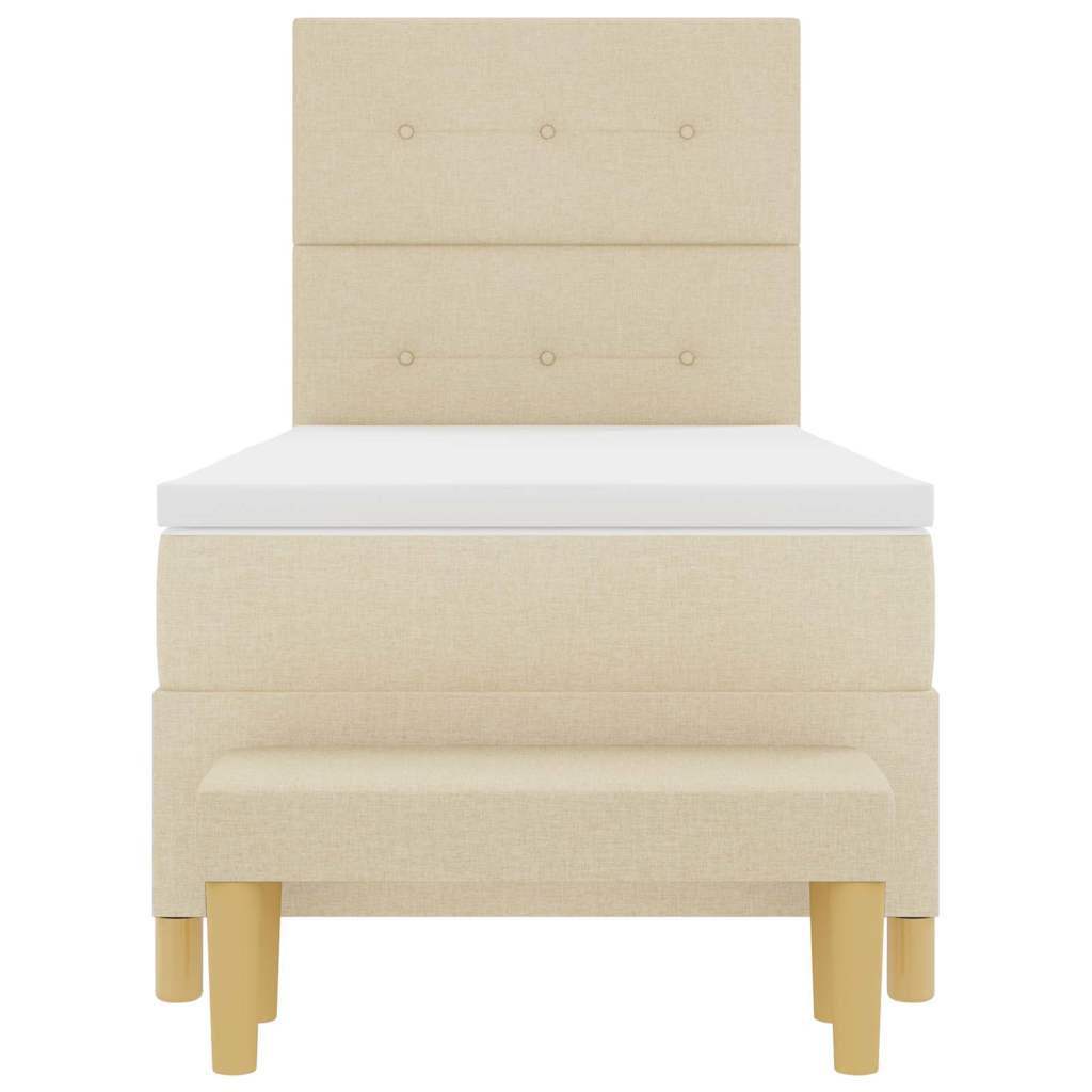 Box spring seng med pude med hovedgærde Creme 200 x 80 cm Stof