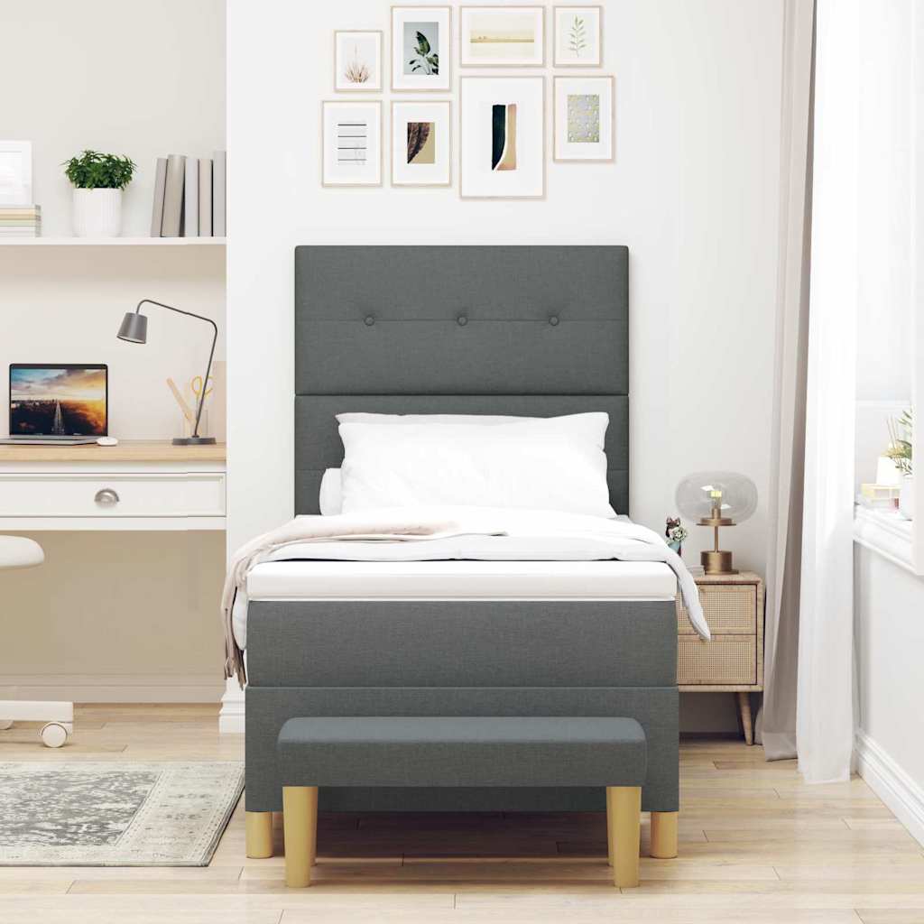 Box spring seng med hovedgærde Mørkegrå 190 x 90 cm Stof
