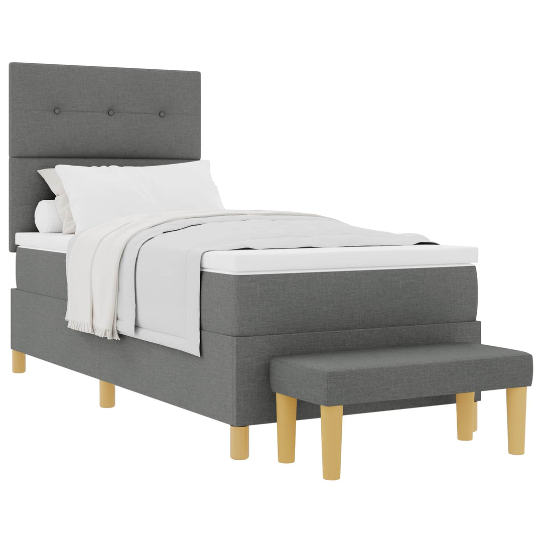 Box spring seng med hovedgærde Mørkegrå 190 x 90 cm Stof