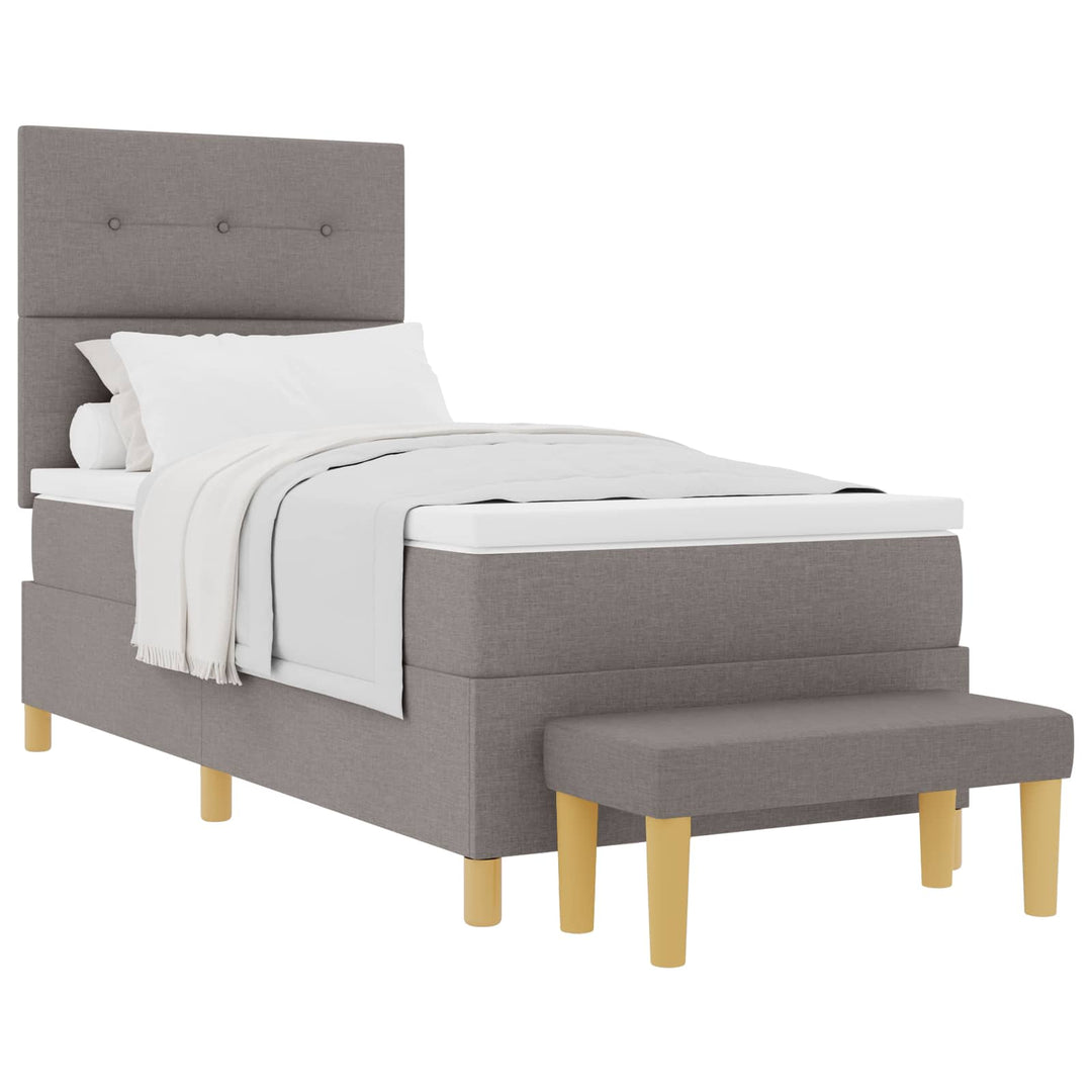 Box spring seng med hovedgærde Gråbrun 190 x 90 cm Stof