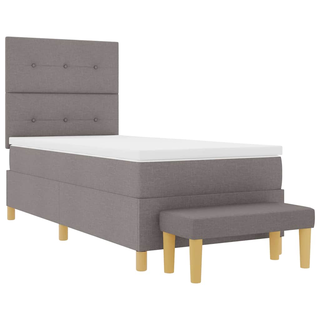 Box spring seng med hovedgærde Gråbrun 190 x 90 cm Stof