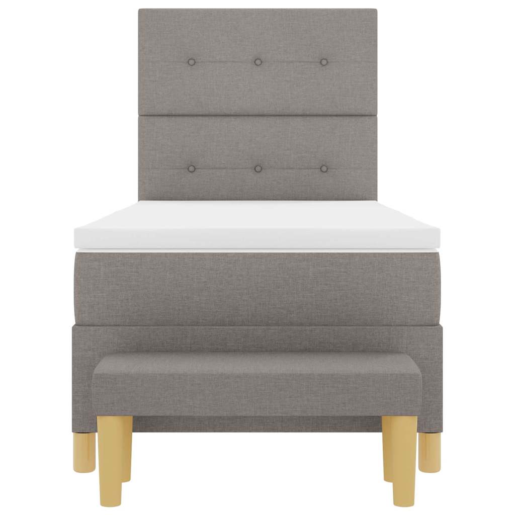 Box spring seng med hovedgærde Gråbrun 190 x 90 cm Stof