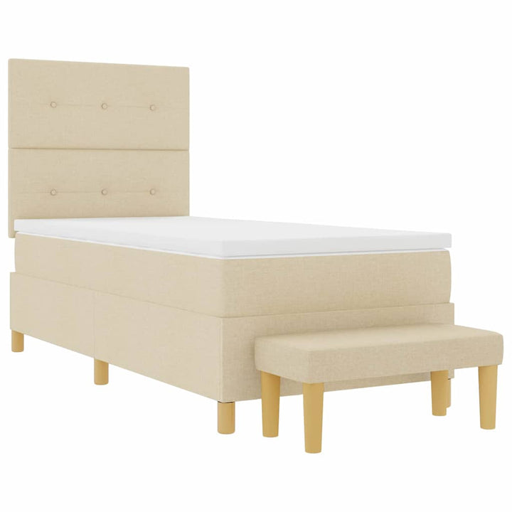 Box spring seng med hovedgærde Creme 190 x 90 cm Stof