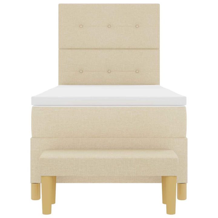 Box spring seng med hovedgærde Creme 190 x 90 cm Stof