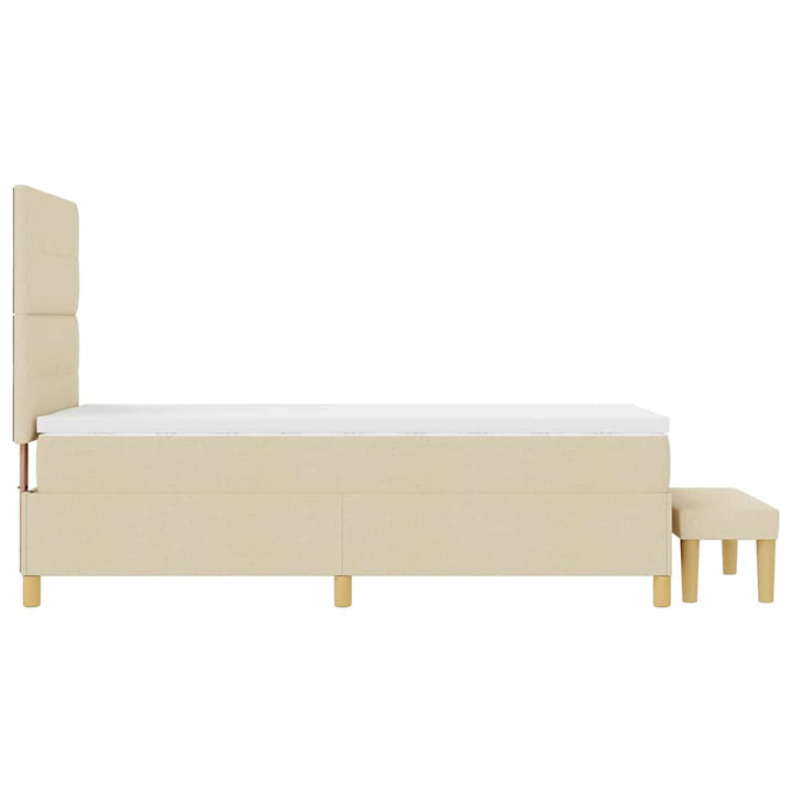 Box spring seng med hovedgærde Creme 190 x 90 cm Stof