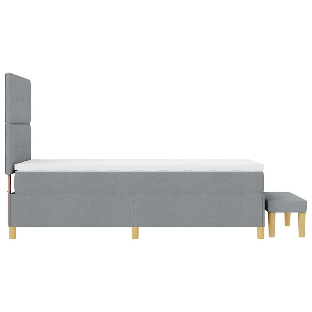 Box spring seng med hovedgærde Lysegrå 200 x 90 cm Stof