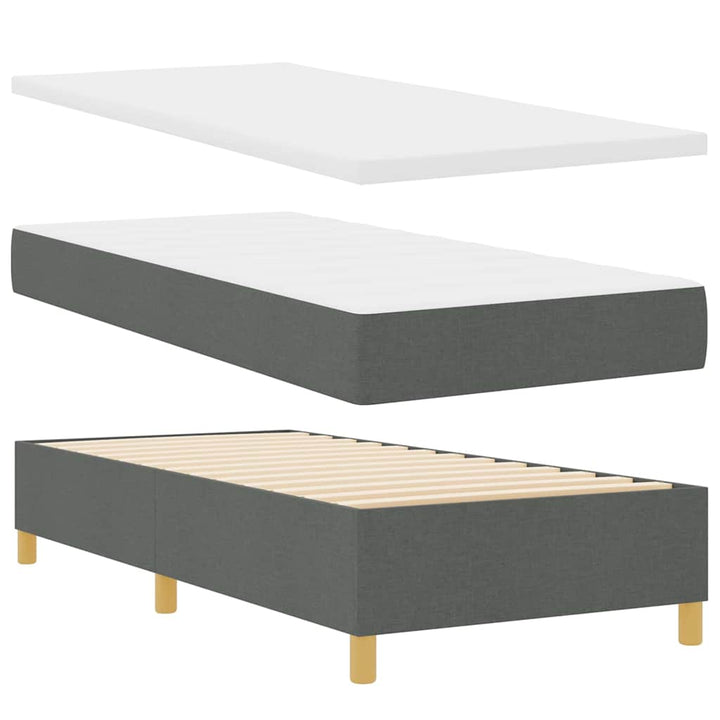 Box spring seng med pude Mørkegrå 200 x 90 cm Stof
