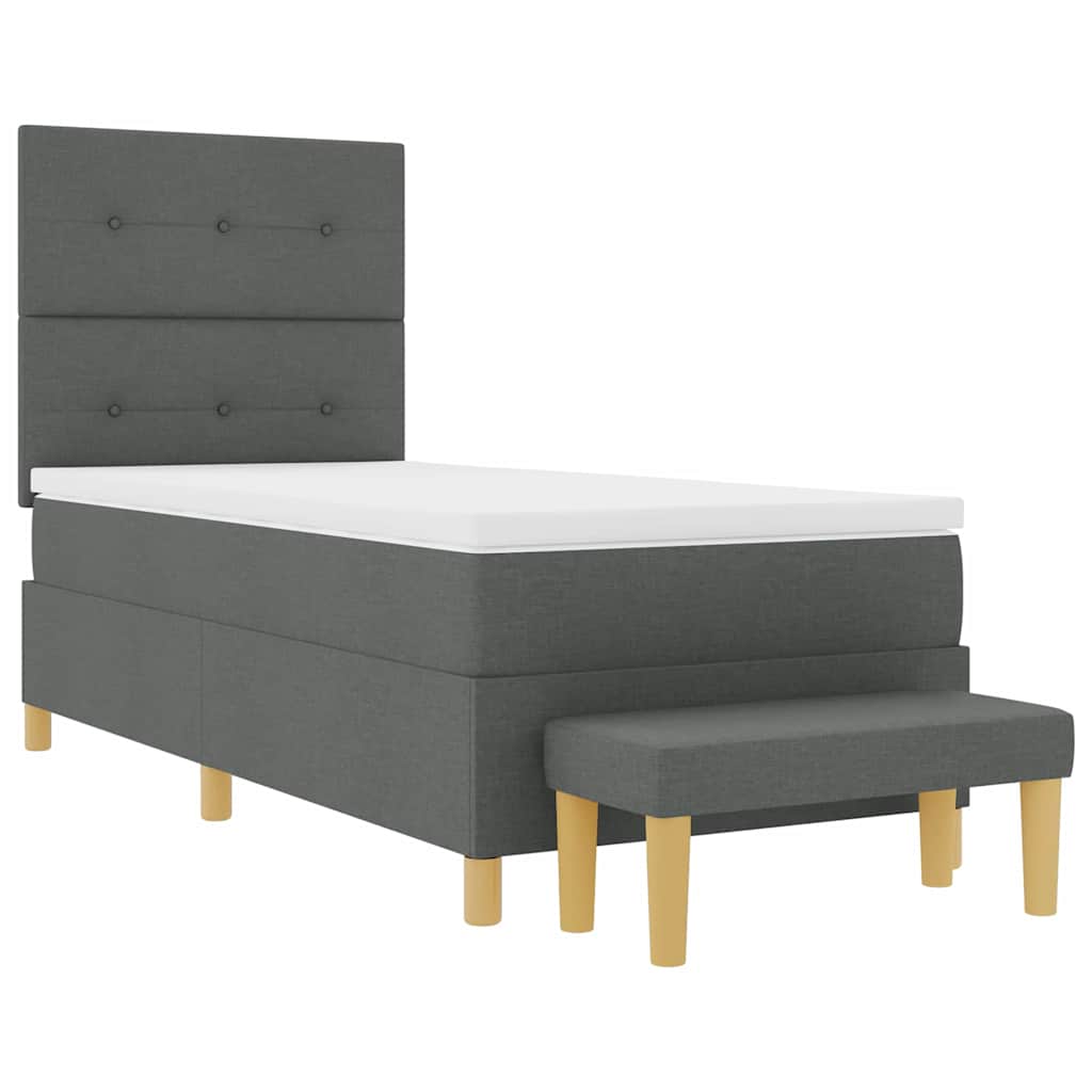 Box spring seng med pude Mørkegrå 200 x 90 cm Stof