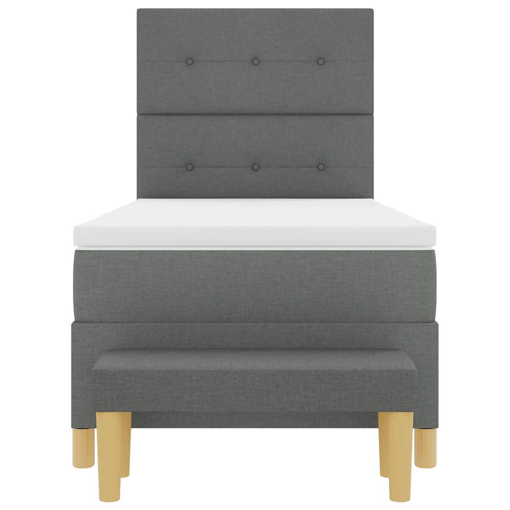 Box spring seng med pude Mørkegrå 200 x 90 cm Stof