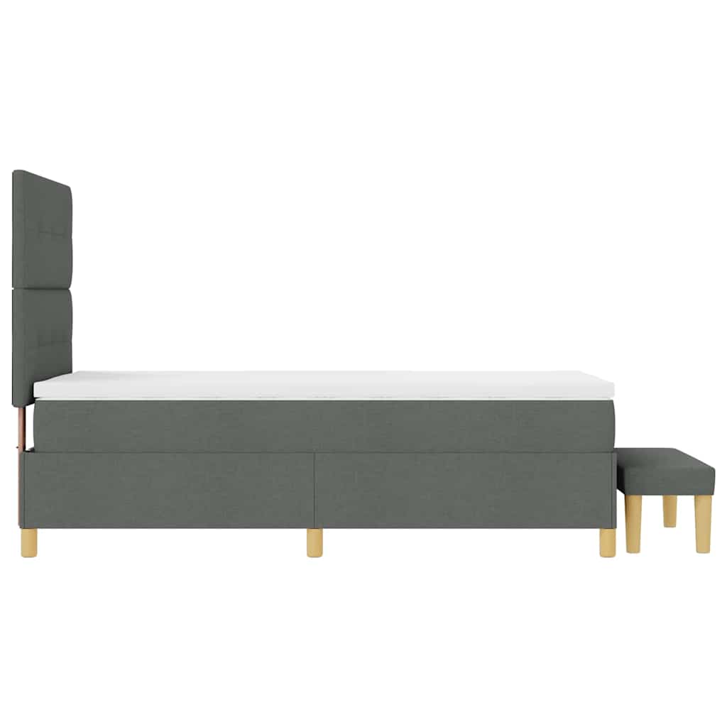 Box spring seng med pude Mørkegrå 200 x 90 cm Stof
