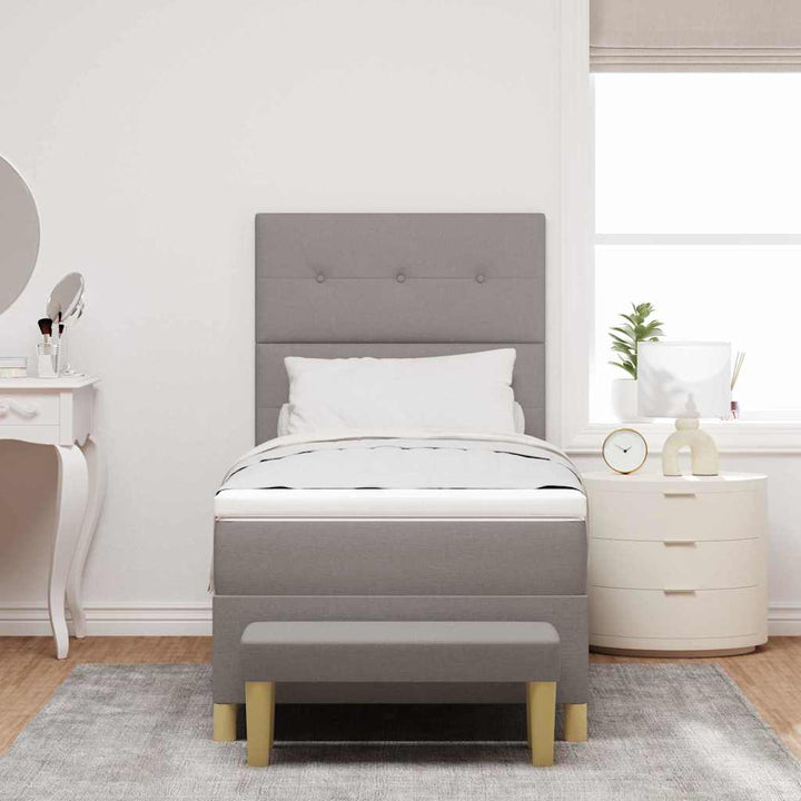 Box spring seng med pude Gråbrun 200 x 90 cm Stof