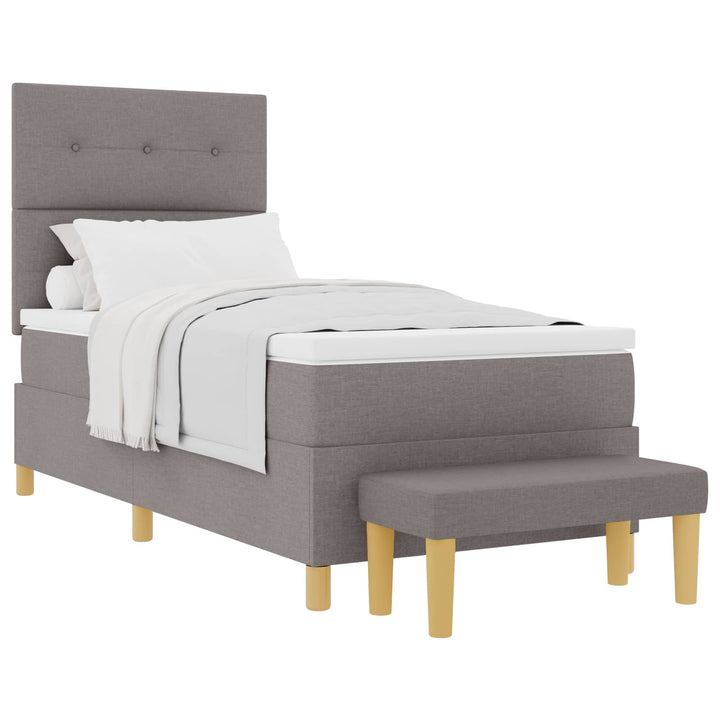 Box spring seng med pude Gråbrun 200 x 90 cm Stof