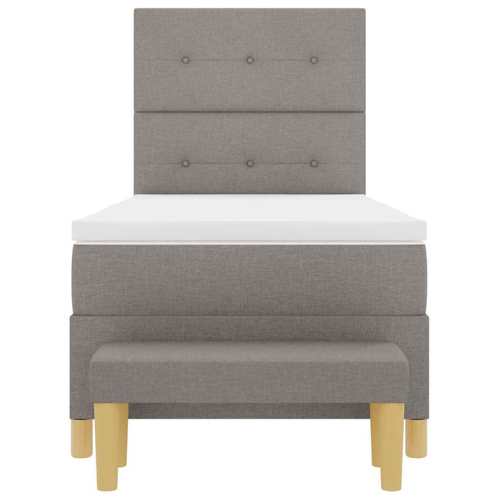 Box spring seng med pude Gråbrun 200 x 90 cm Stof